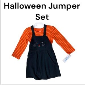 NWT Carter's Halloween Cat Bodysuit & Jumper Set Orange & Black Sz 12 Months